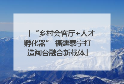 “乡村会客厅+人才孵化器” 福建泰宁打造闽台融合新载体