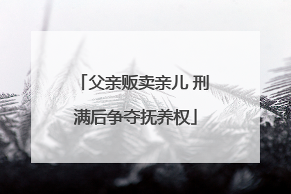 父亲贩卖亲儿 刑满后争夺抚养权