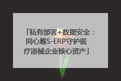 私有部署+数据安全：同心雁S-ERP守护医疗器械企业核心资产