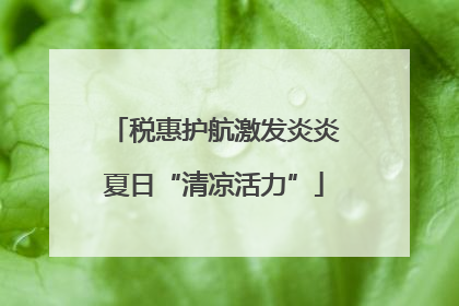 税惠护航激发炎炎夏日“清凉活力”
