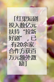 红果短剧投入数亿元扶持“拉新好剧”，已有20余家合作方获百万元额外激励