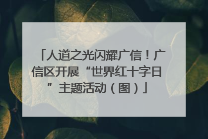 人道之光闪耀广信！广信区开展“世界红十字日”主题活动（图）