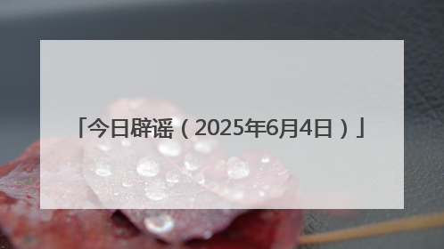 今日辟谣（2025年6月4日）