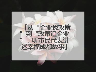 从“企业找政策”到“政策追企业”，听市民代表讲述幸福成都故事