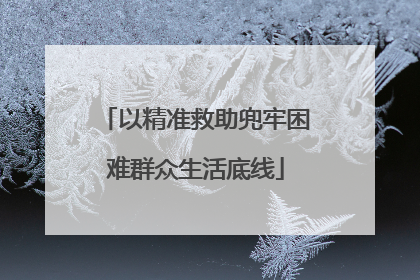以精准救助兜牢困难群众生活底线