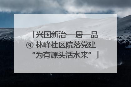 兴国新治·一居一品⑨ 林峰社区院落党建“为有源头活水来”