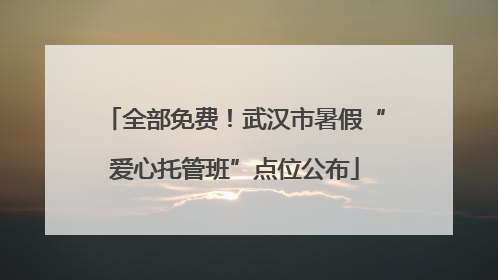 全部免费！武汉市暑假“爱心托管班”点位公布