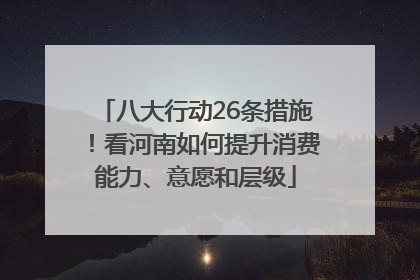 八大行动26条措施！看河南如何提升消费能力、意愿和层级