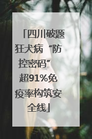 四川破题狂犬病“防控密码” 超91%免疫率构筑安全线