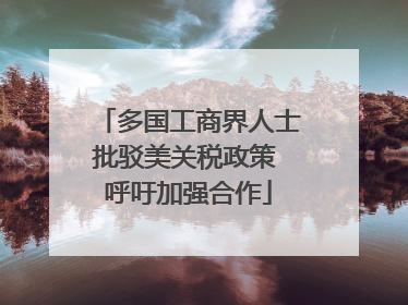 多国工商界人士批驳美关税政策 呼吁加强合作