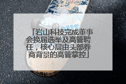 岩山科技完成董事会换届选举及高管聘任，核心层由头部券商背景的高管掌控