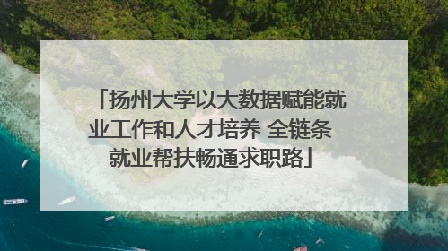 扬州大学以大数据赋能就业工作和人才培养 全链条就业帮扶畅通求职路