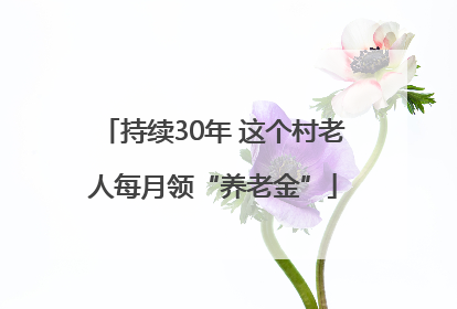 持续30年 这个村老人每月领“养老金”