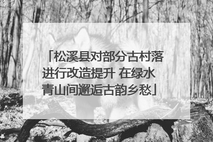 松溪县对部分古村落进行改造提升 在绿水青山间邂逅古韵乡愁