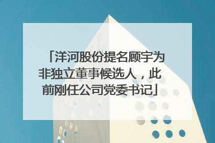 洋河股份提名顾宇为非独立董事候选人，此前刚任公司党委书记