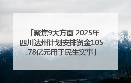 聚焦9大方面 2025年四川达州计划安排资金105.78亿元用于民生实事