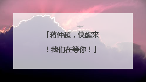 蒋仲超，快醒来！我们在等你！
