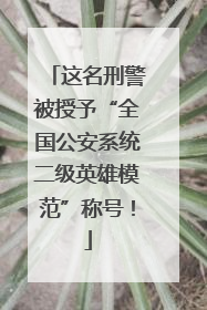 这名刑警被授予“全国公安系统二级英雄模范”称号！
