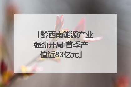 黔西南能源产业强劲开局 首季产值近83亿元